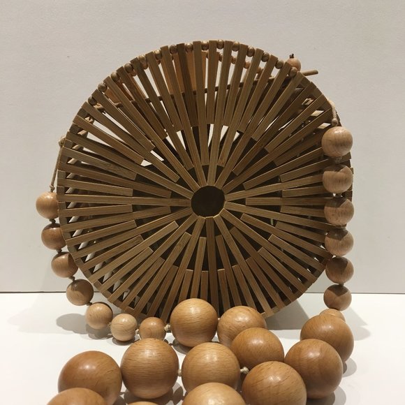 Handbags - BAMBOO WOODEN SLAT PURSE: ROUND